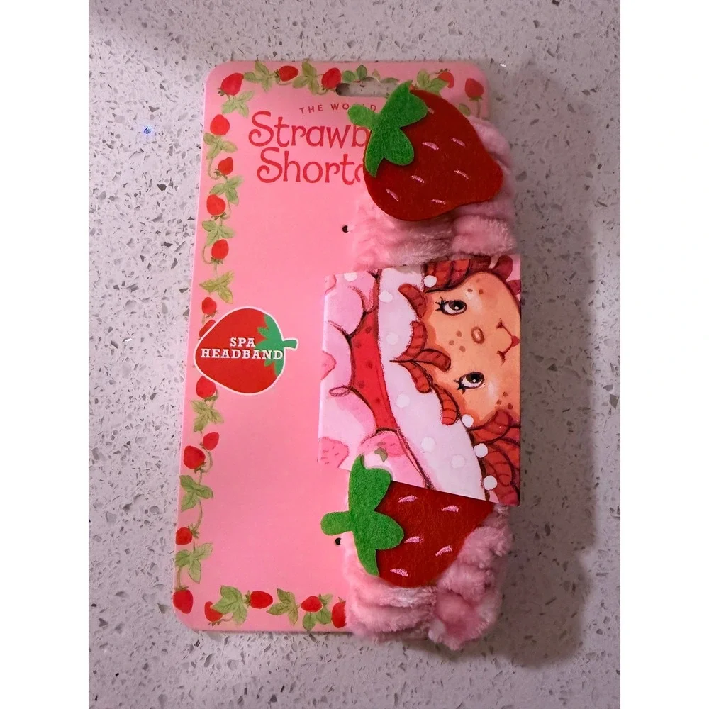Strawberry Shortcake Spa Headband Pink Fuzzy Plush Hair Band Taste Beauty New